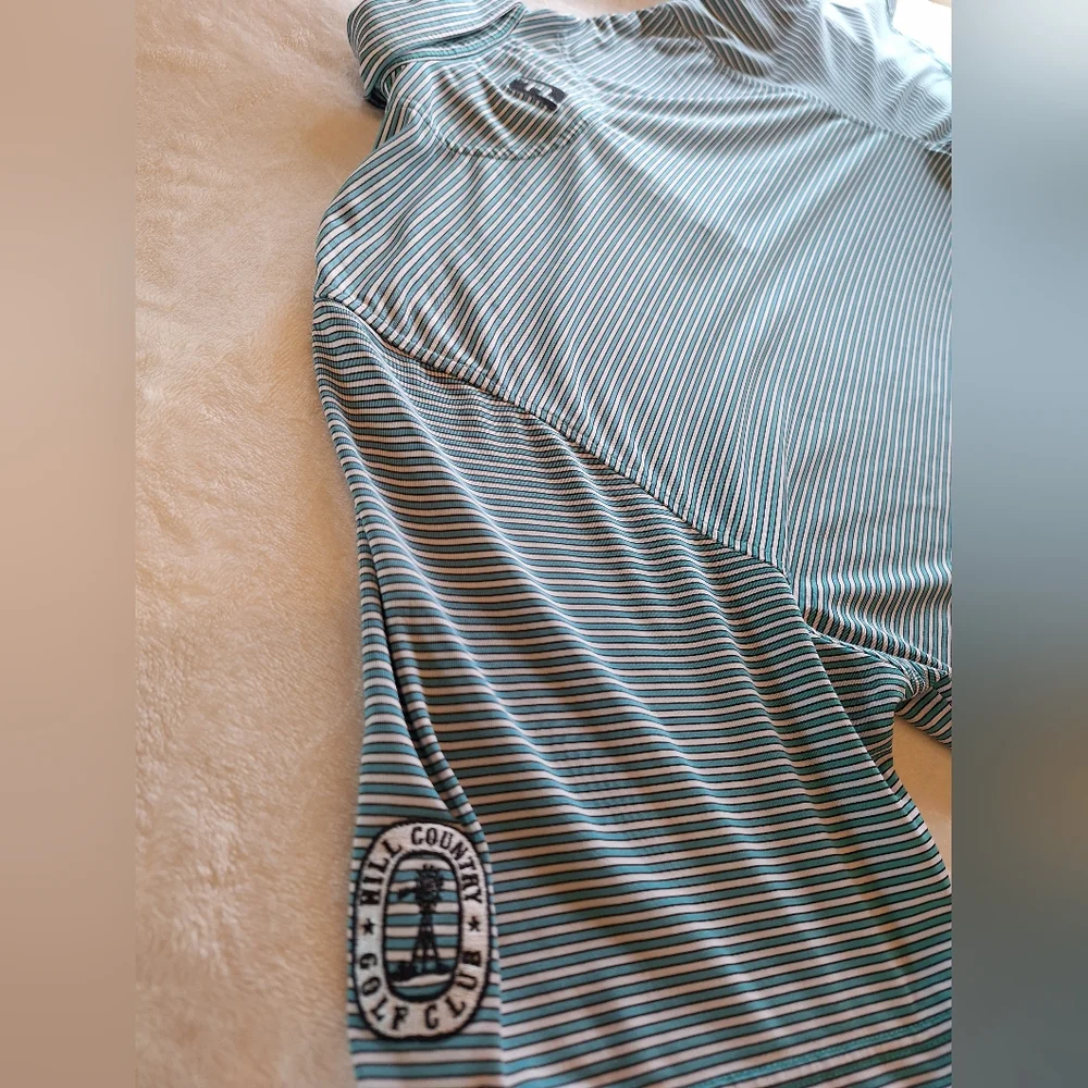 Foot Joy men's blue and white striped golf shirt - size Large